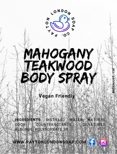 MAHOGANY TEAKWOOD BODY SPRAY - Payton London Soap Co.