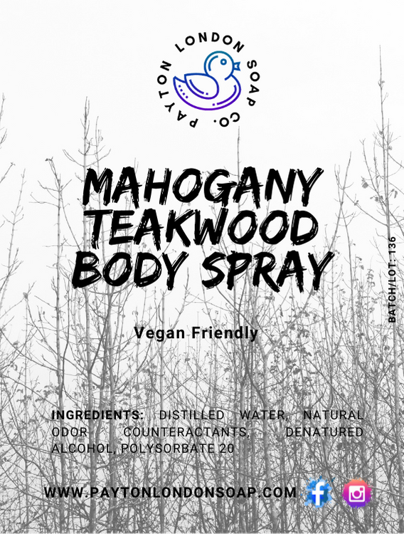 MAHOGANY TEAKWOOD BODY SPRAY - Payton London Soap Co.